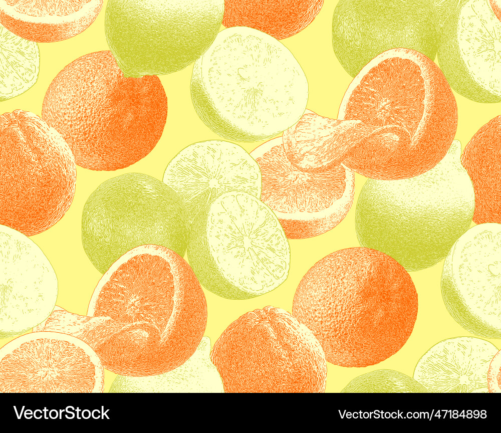 Oranges and limes seamless pattern Royalty Free Vector Image