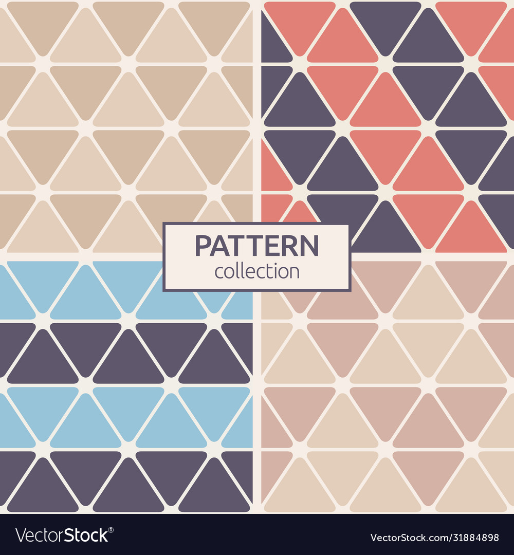 Set four rounded triangles seamless patterns