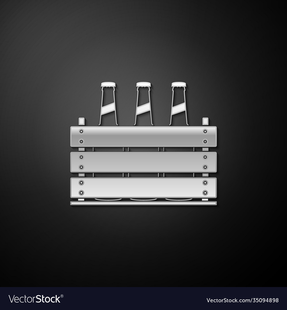 Silver pack beer bottles icon isolated on black