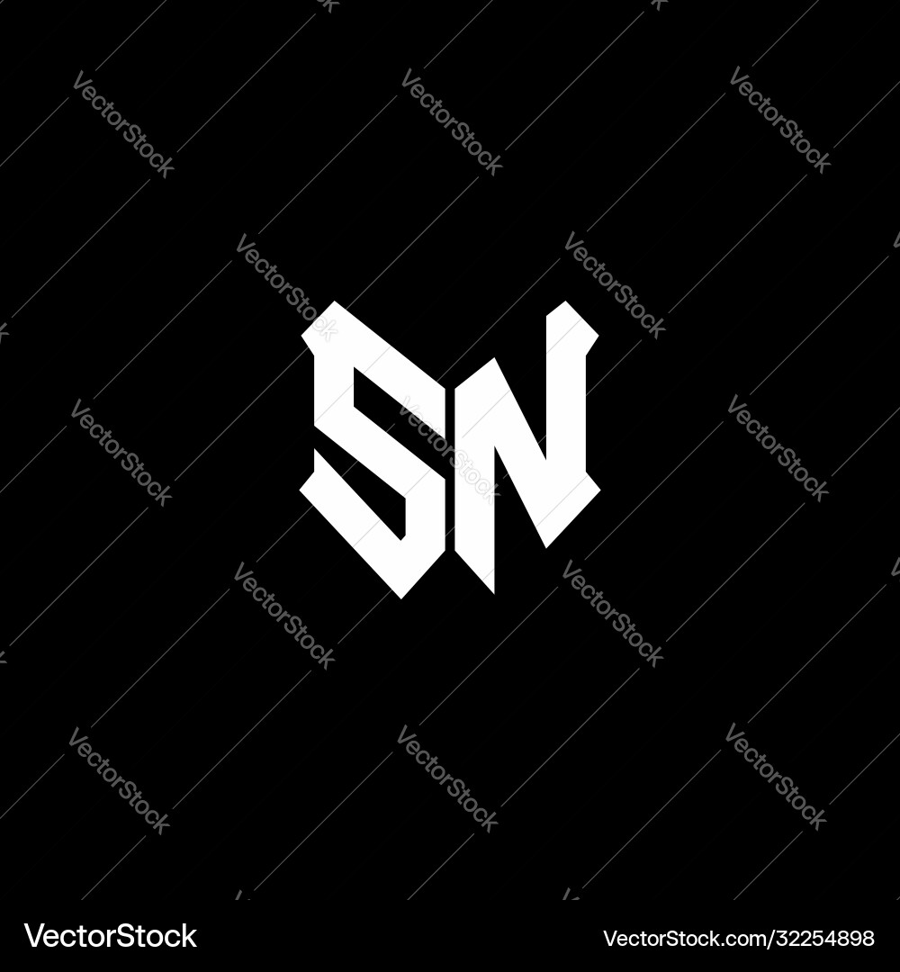 Sn logo monogram with shield shape design template