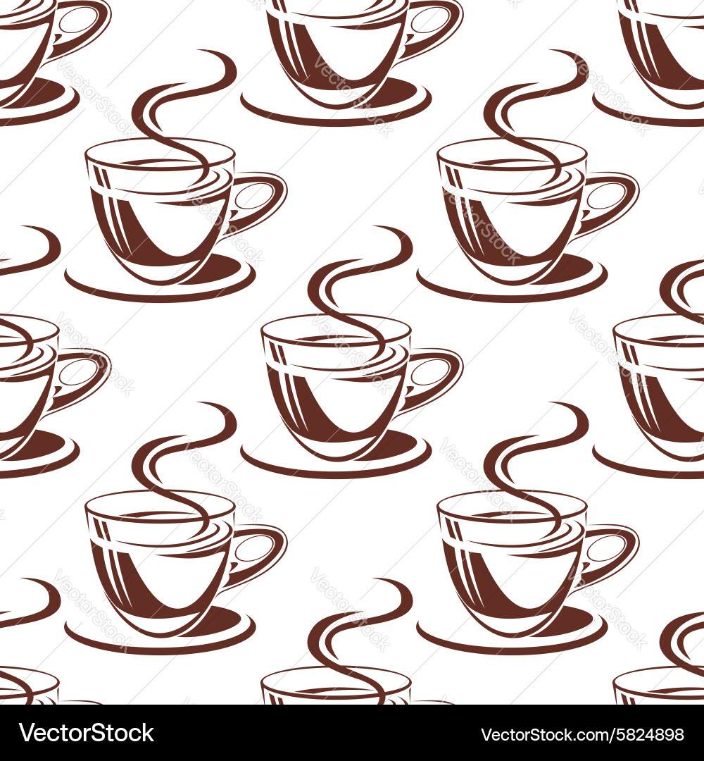 Steaming coffee cups seamless pattern Royalty Free Vector