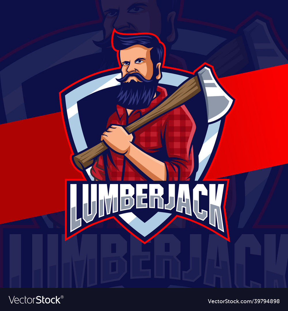 Strong lumberjack man character mascot logo Vector Image