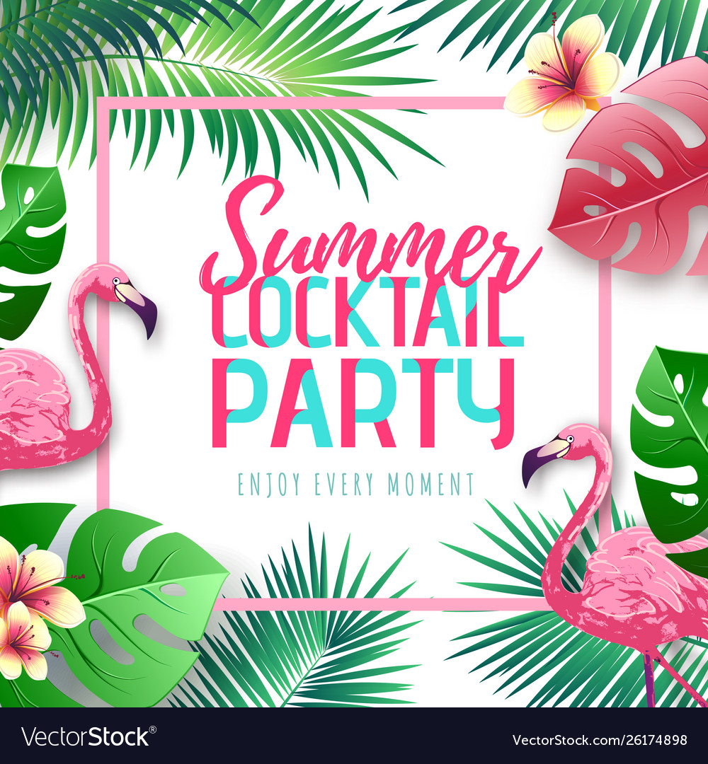 Summer cocktail party typography poster Royalty Free Vector