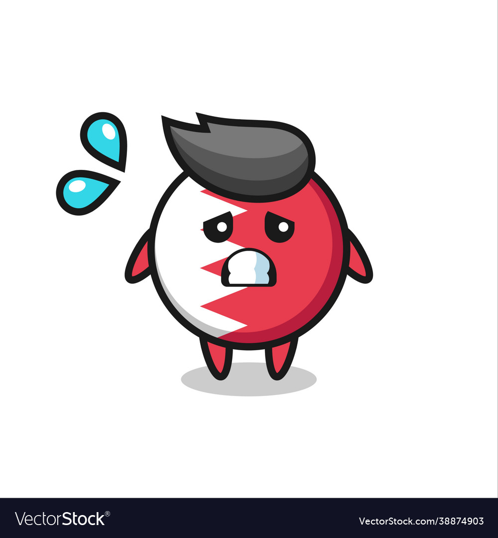 Bahrain flag badge mascot character with afraid Vector Image