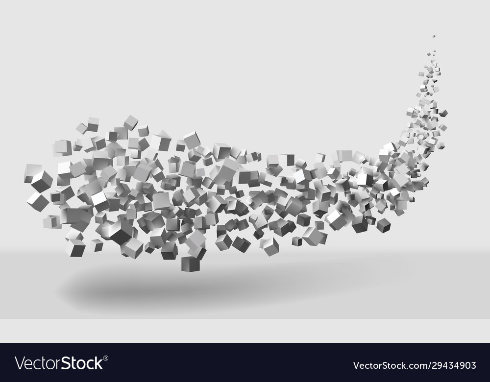 Big stroke motion formed random sized cubes vector image Big stroke motion formed random sized cubes