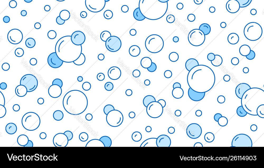 Bubbles seamless pattern with flat line Royalty Free Vector