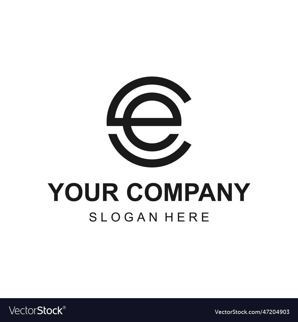 Creative circle linear letter ce or ec logo design