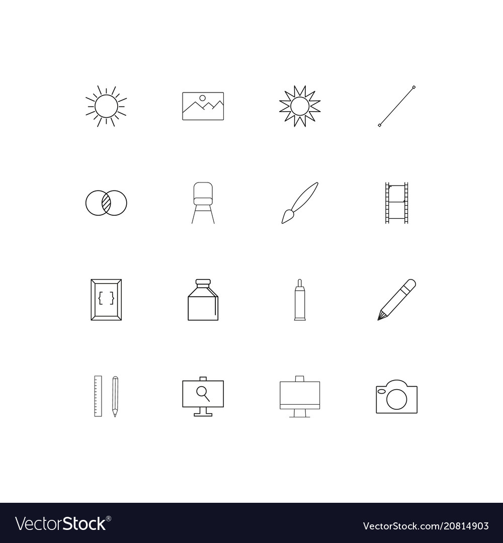 Creative process and design linear thin icons set