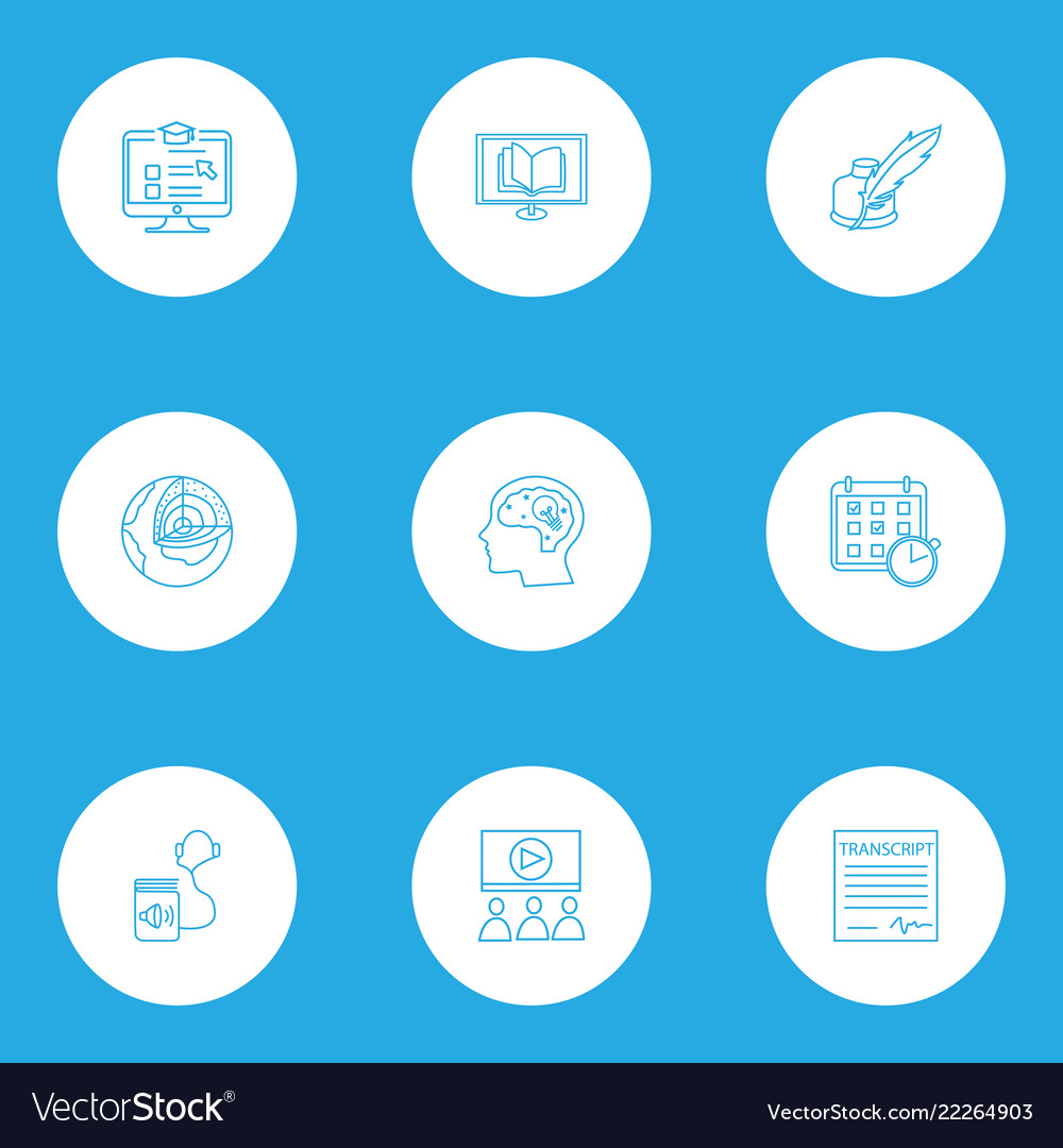 Education icons line style set with webinar