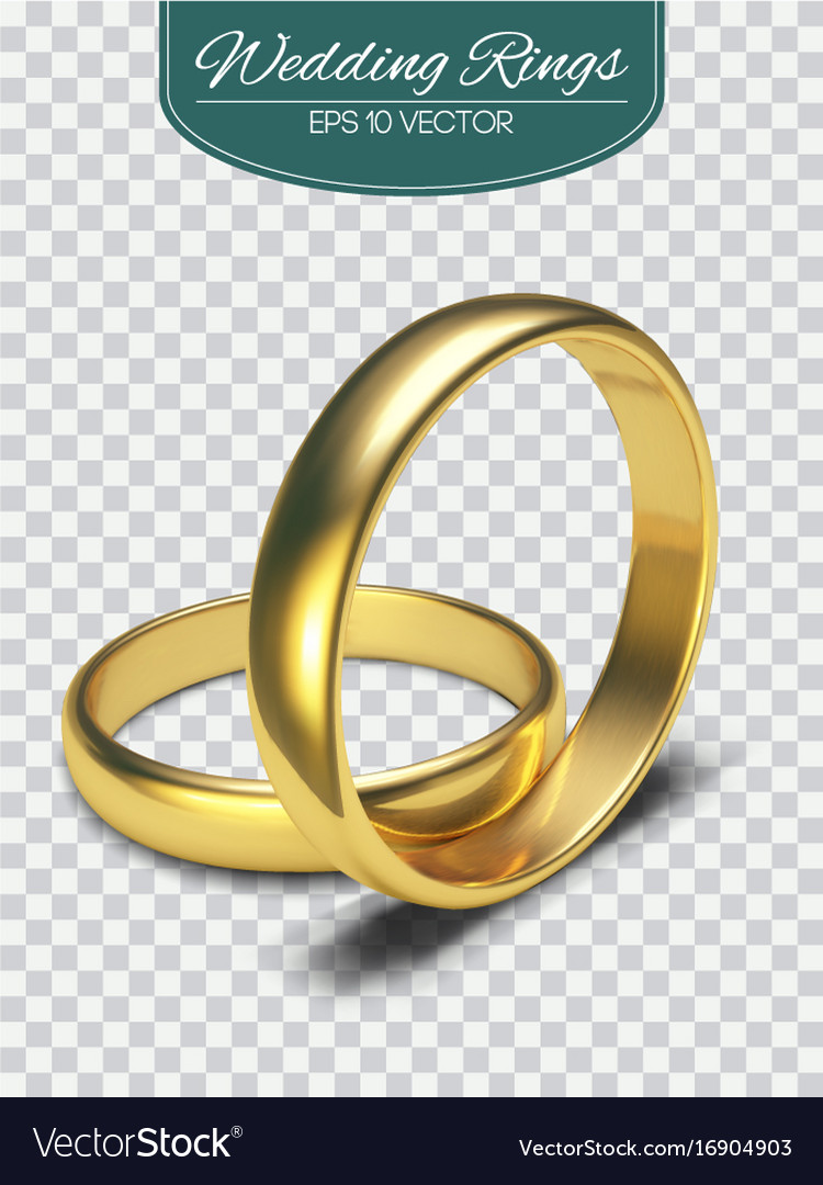 Gold wedding rings isolated on transparent Vector Image