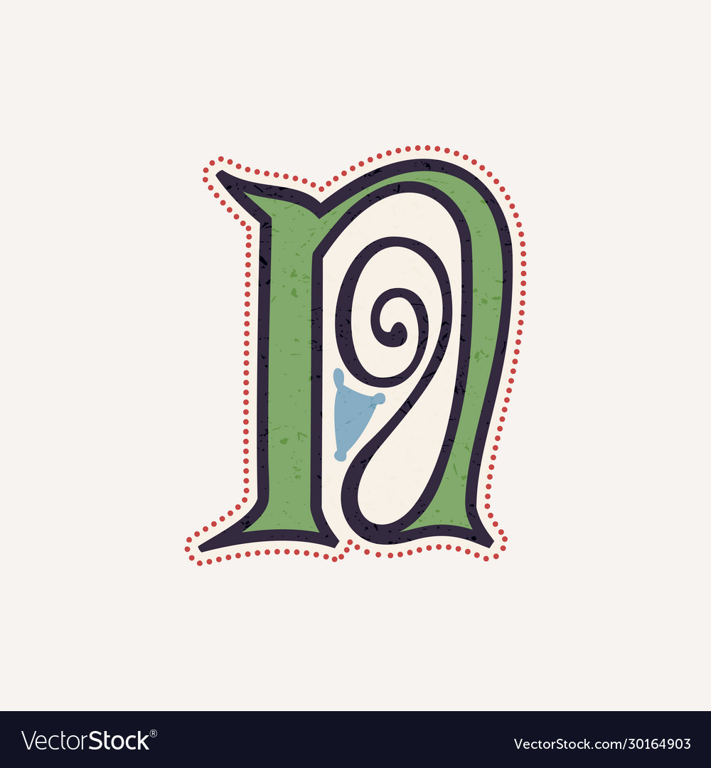 N letter logo in true celtic knot-spiral style Vector Image