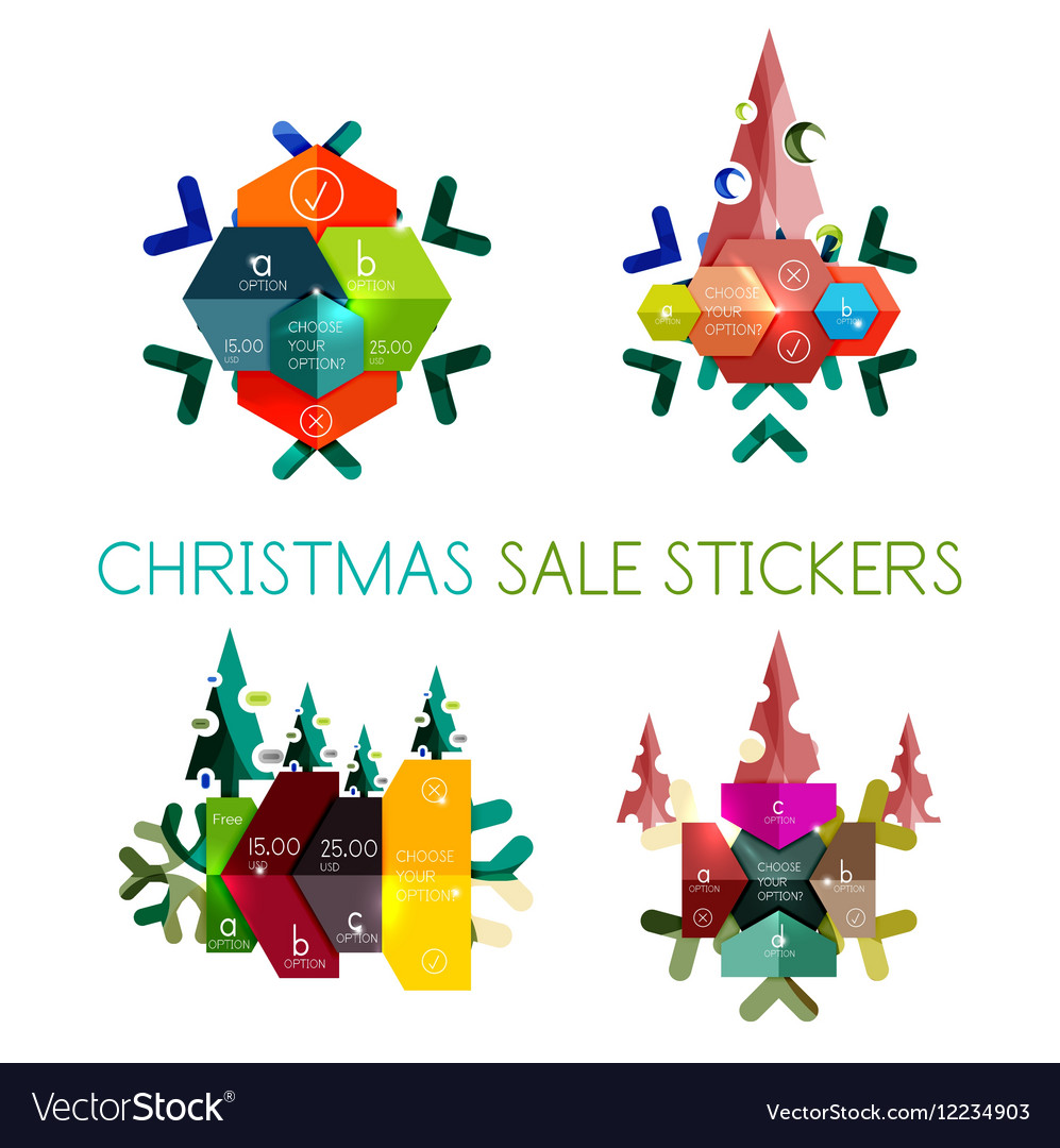 Paper new year and christmas labels stickers Vector Image