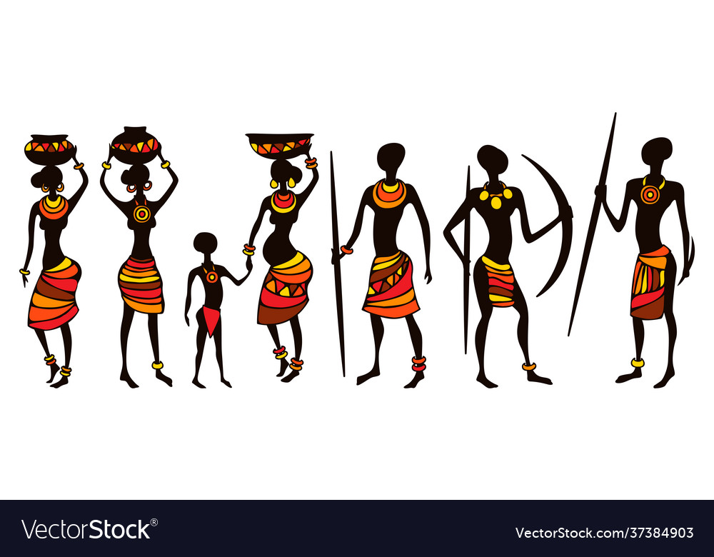 People from africa men and women Royalty Free Vector Image