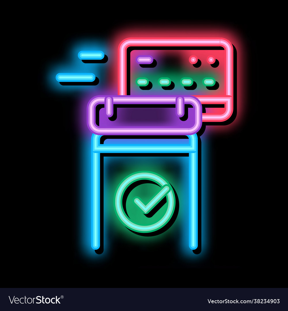 Pos terminal approved card neon glow icon