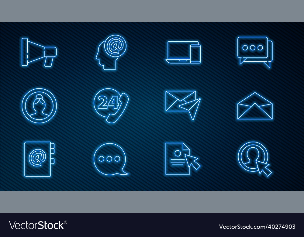 Set line create account screen envelope monitor vector image Set line create account screen envelope monitor