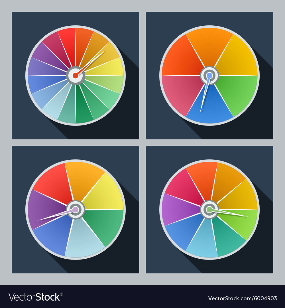 Set of four icons with color circles