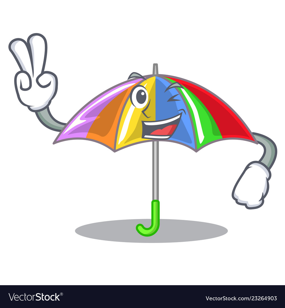 Two finger rainbow umbrella isolated on a mascot