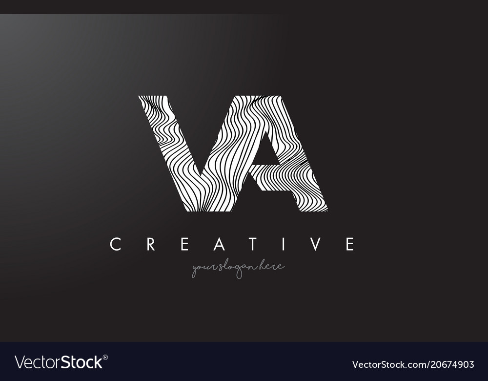 Va v a letter logo with zebra lines texture