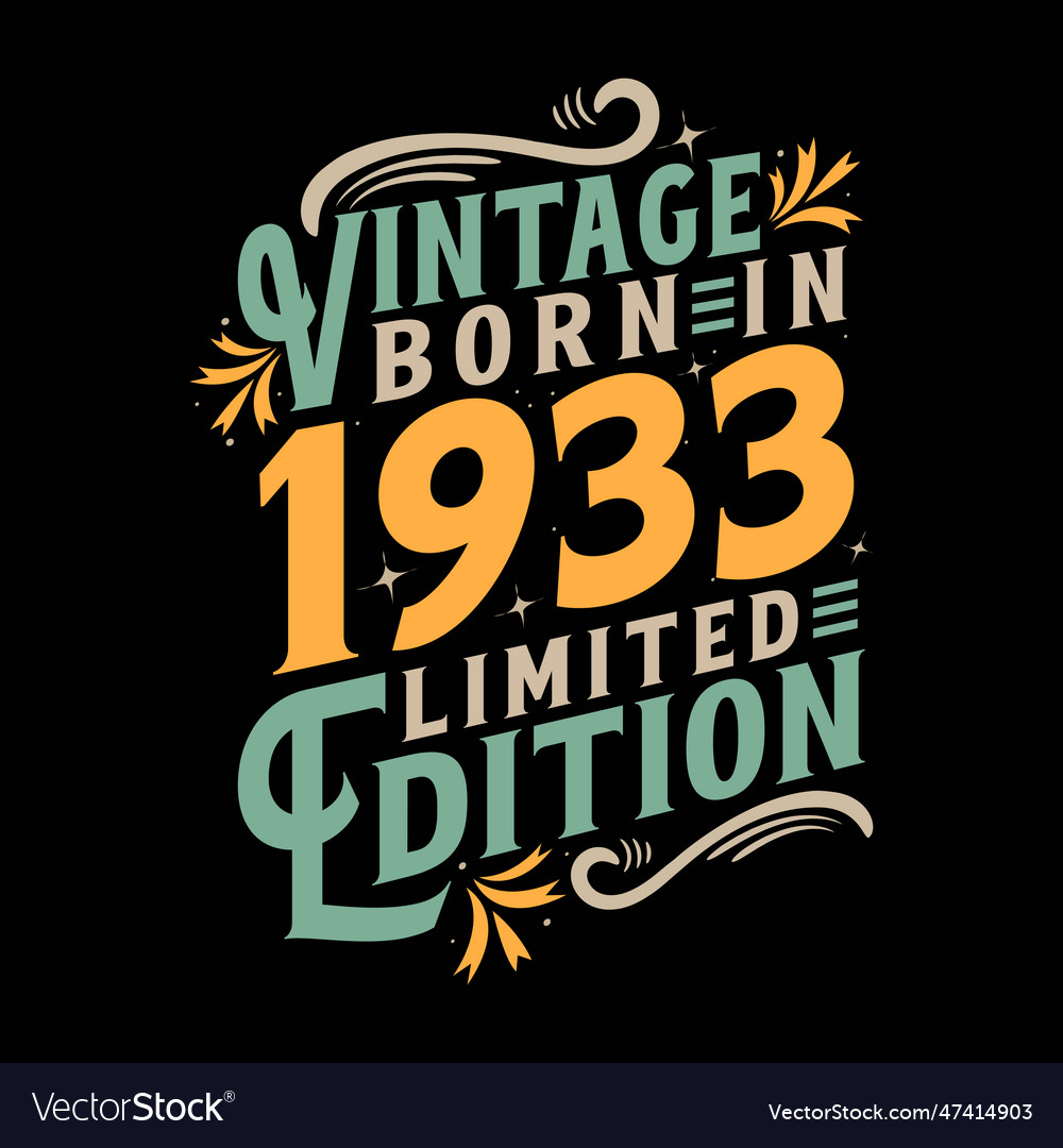 Vintage born in 1933 limited edition Royalty Free Vector