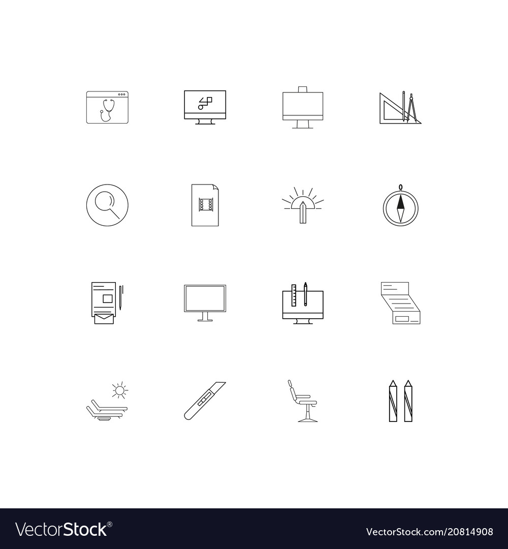 Creative process and design linear thin icons set