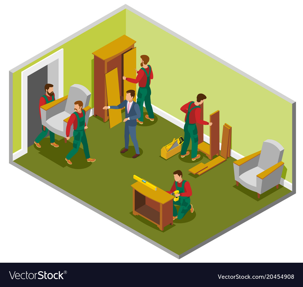 Furniture Delivery Isometric Composition Vector Image Furniture Delivery Isometric Composition Vector Image