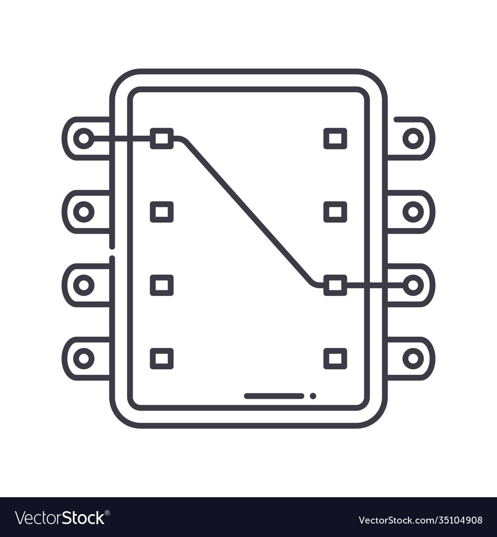 Ic socket icon linear isolated thin vector image Ic socket icon linear isolated thin