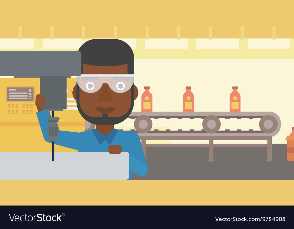 Man working on milling machine Royalty Free Vector Image Man working on milling machine Royalty Free Vector Image
