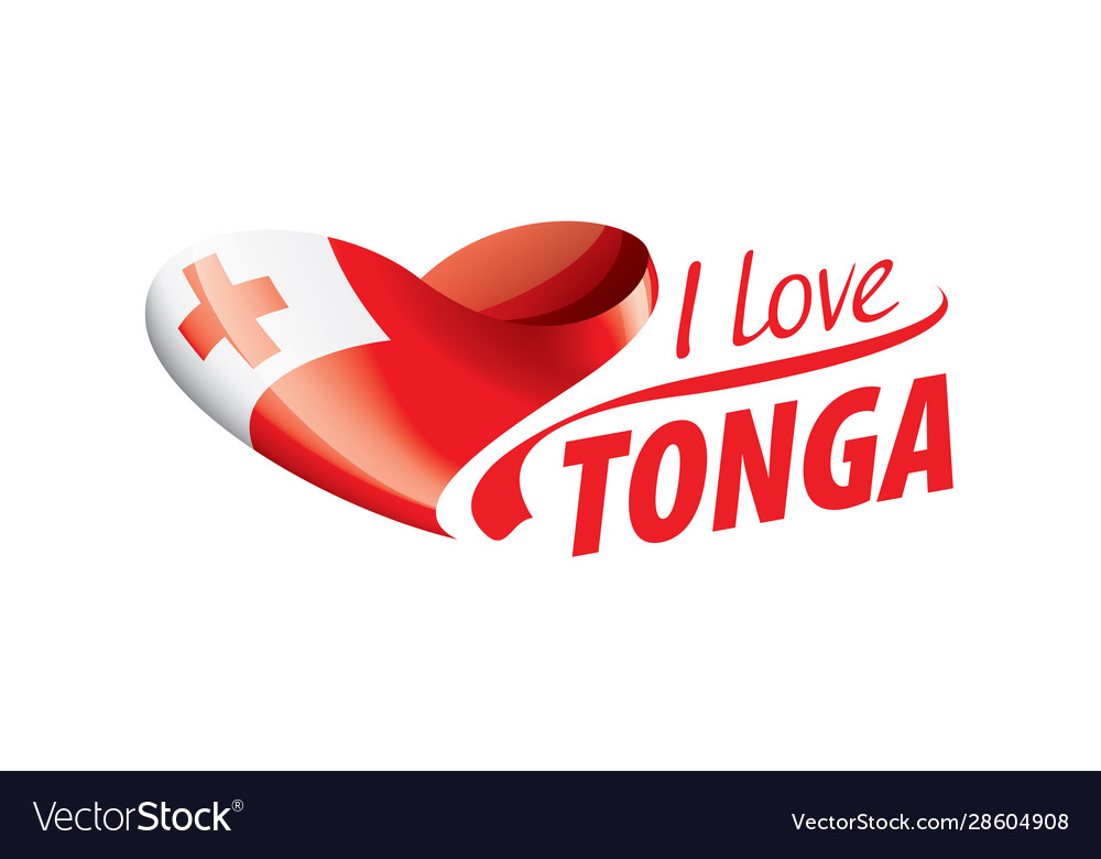 Nationale Flagge Tonga und Inschrift