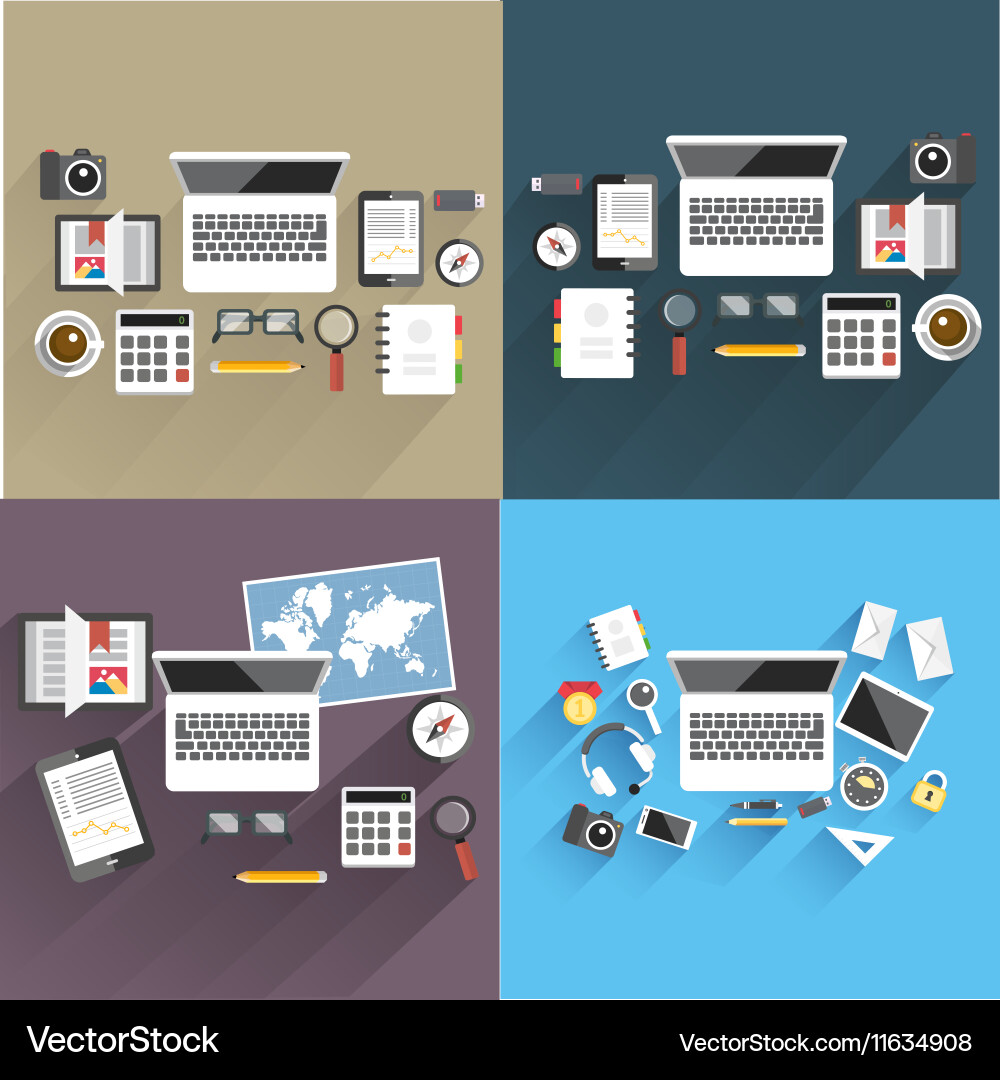 Print flat office Royalty Free Vector Image - VectorStock