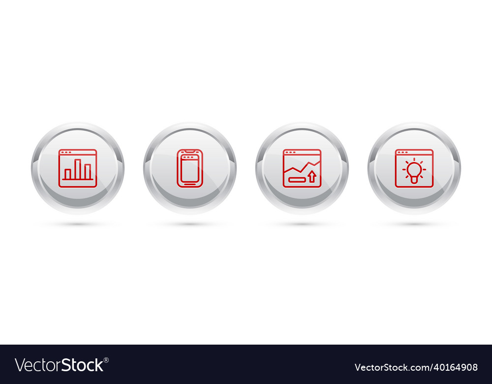 Set line graph chart infographic mobile phone vector image Set line graph chart infographic mobile phone