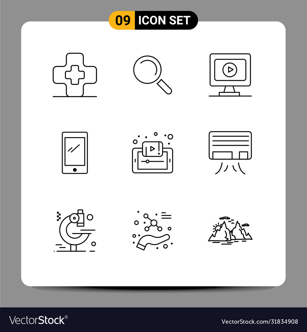 Stock icon pack 9 line signs and symbols