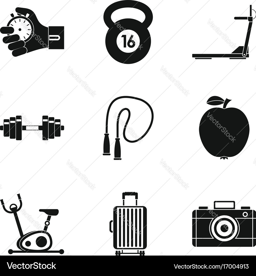 Report icons set simple style Royalty Free Vector Image