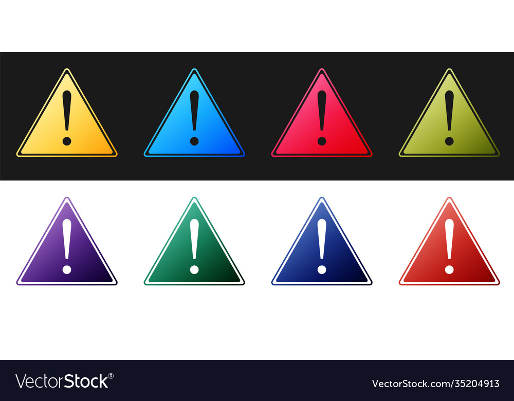 Set exclamation mark in triangle icon isolated