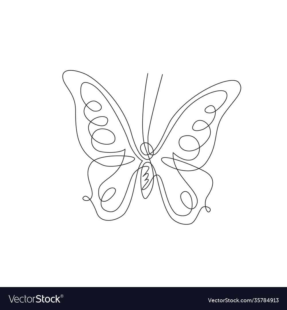 Simple butterfly one line drawing isolated Vector Image