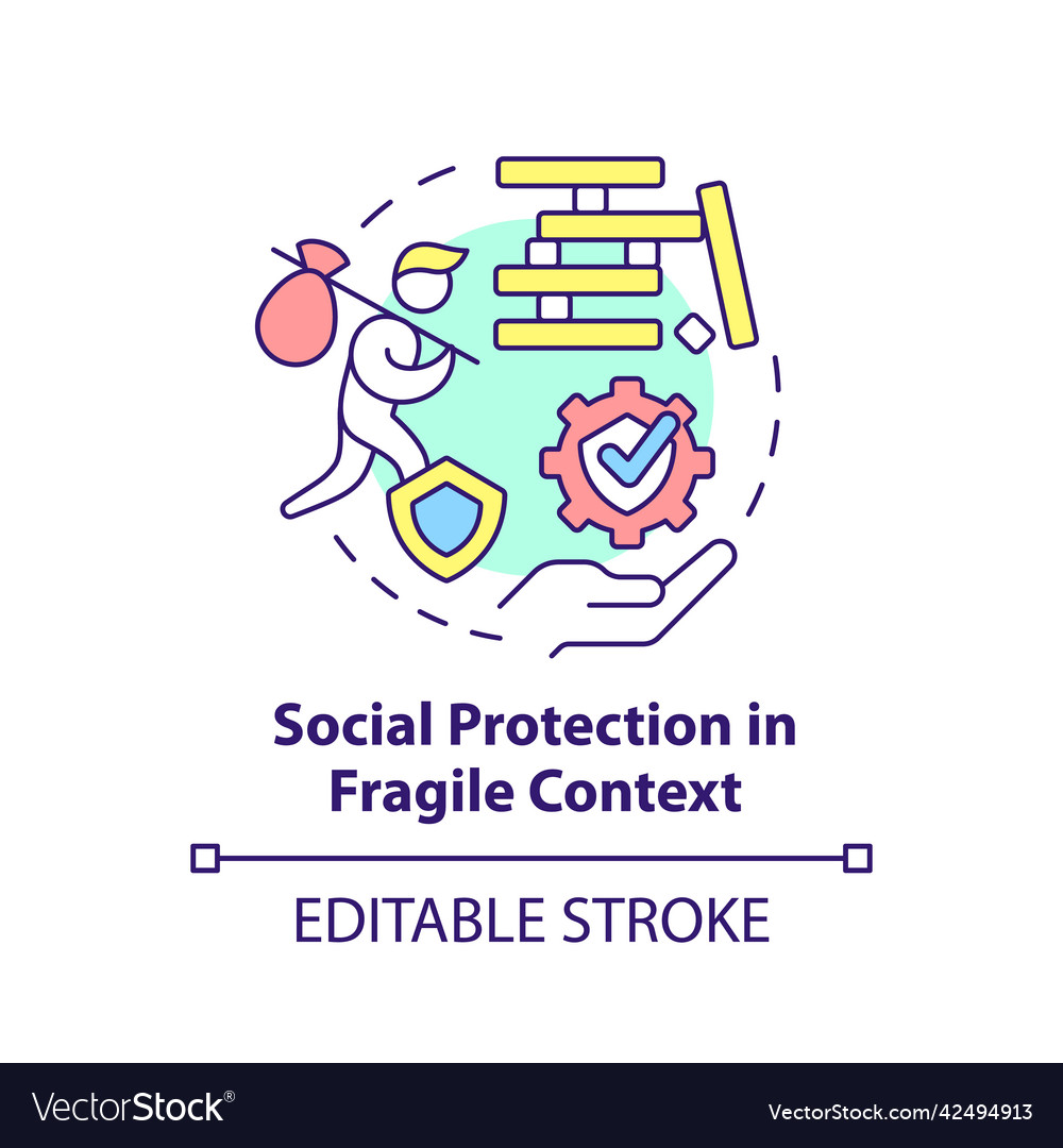 Social protection in fragile context concept icon Vector Image