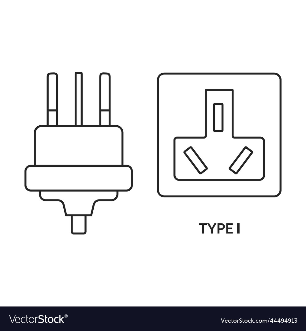 Socket iconoutline icon isolated on white vector image Socket iconoutline icon isolated on white