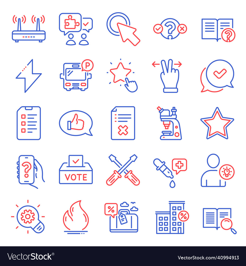 Technology icons set included icon as quiz test vector image Technology icons set included icon as quiz test