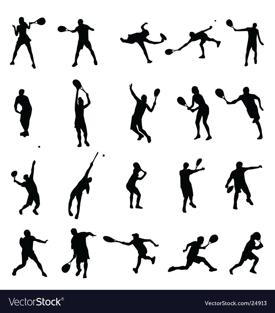 Tennis silhouettes collection Royalty Free Vector Image