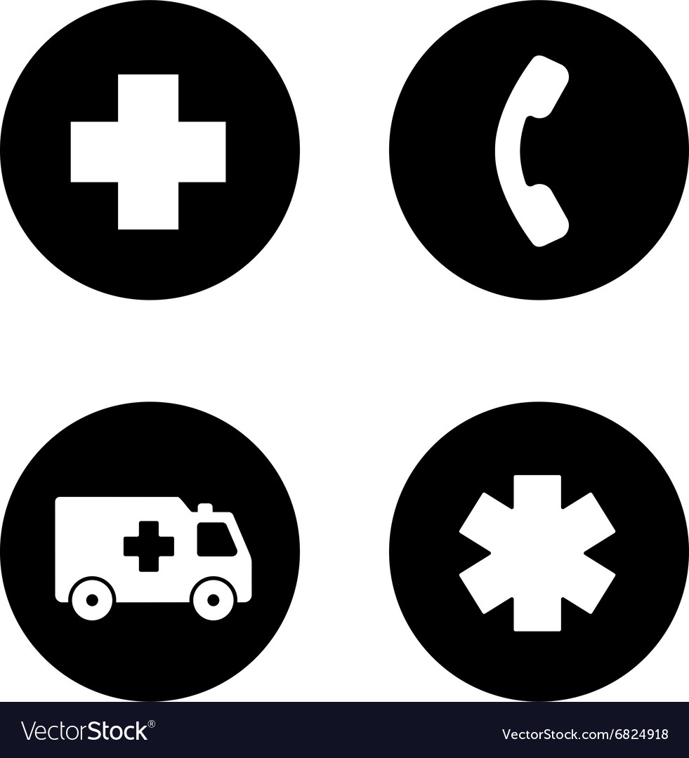 Ambulance black icons set