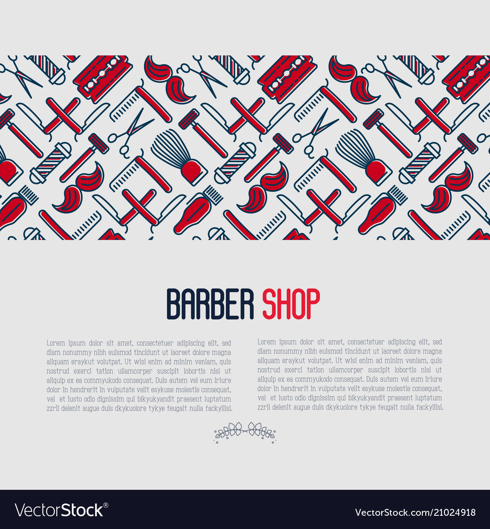 Barber shop concept with thin line icons