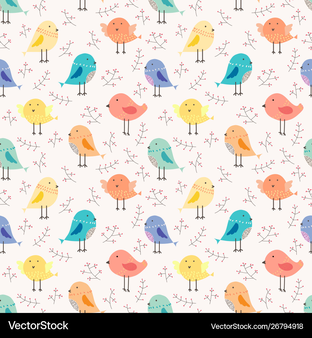 Cute bird seamless pattern background Royalty Free Vector
