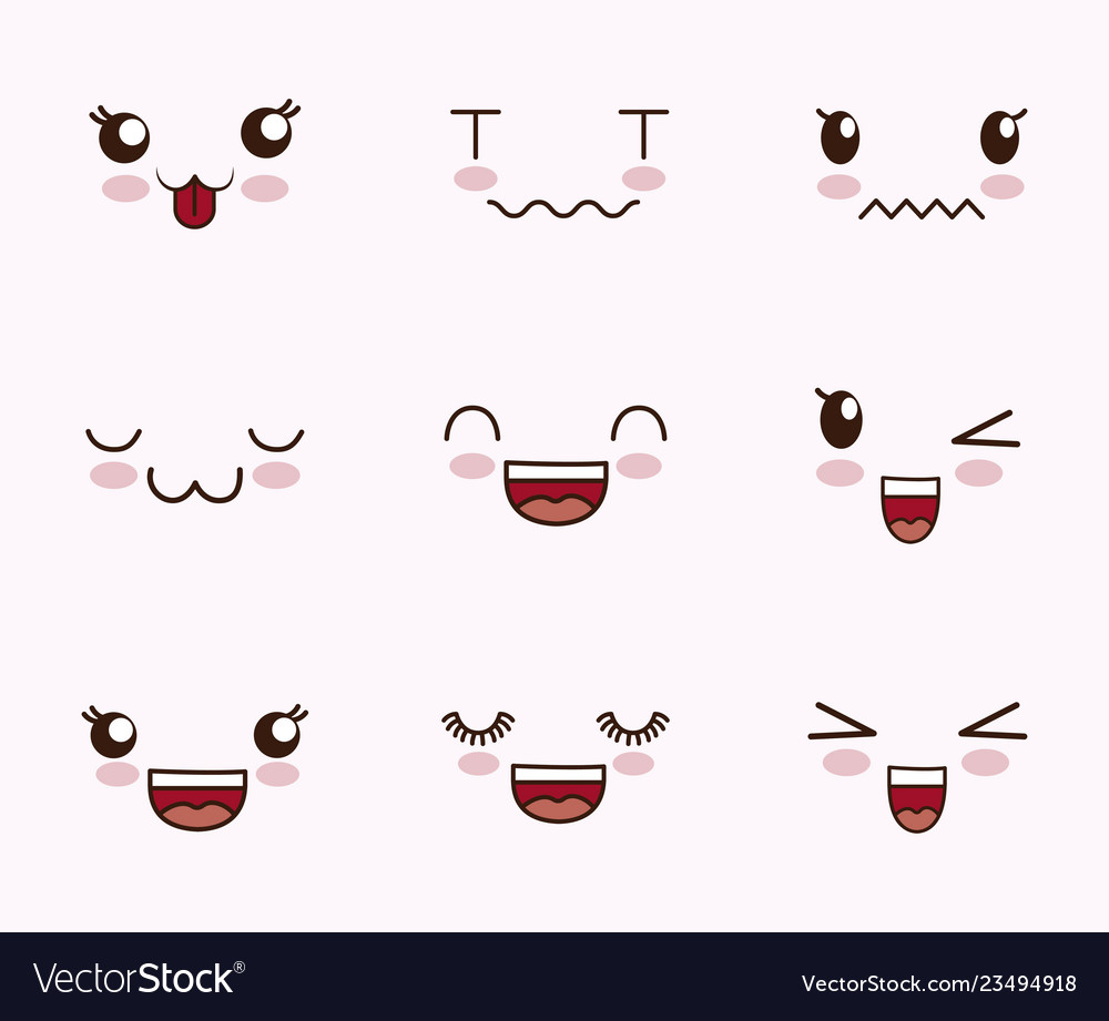 Cute set of faces kawaii