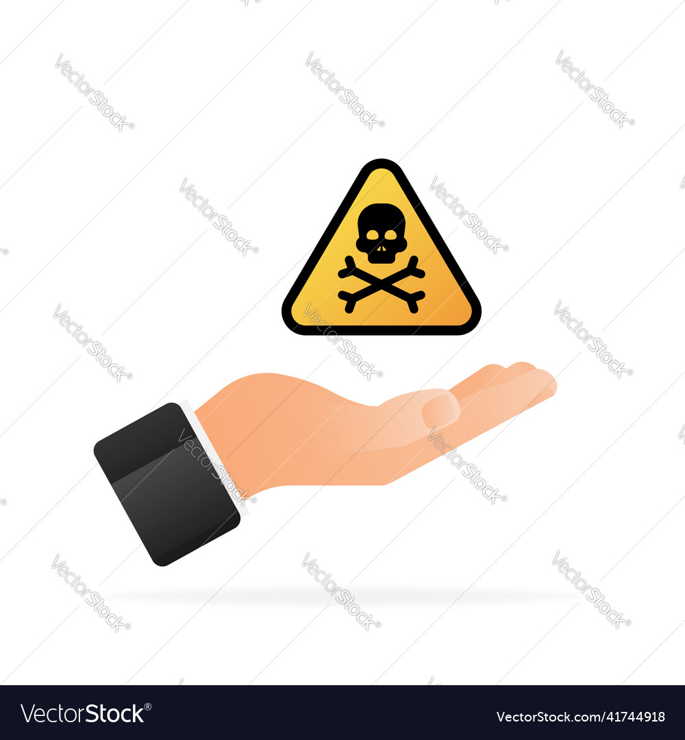 Danger yellow icon in hand signs radiation Vector Image