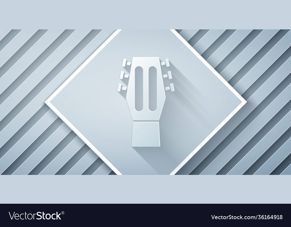 Paper cut guitar icon isolated on grey background