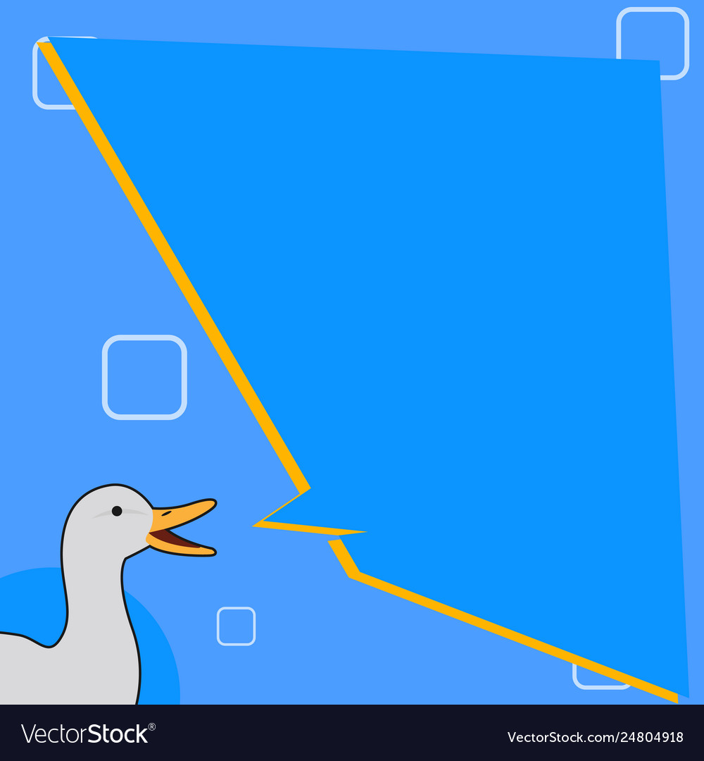 White duck talking with uneven shape speech bubble vector image White duck talking with uneven shape speech bubble