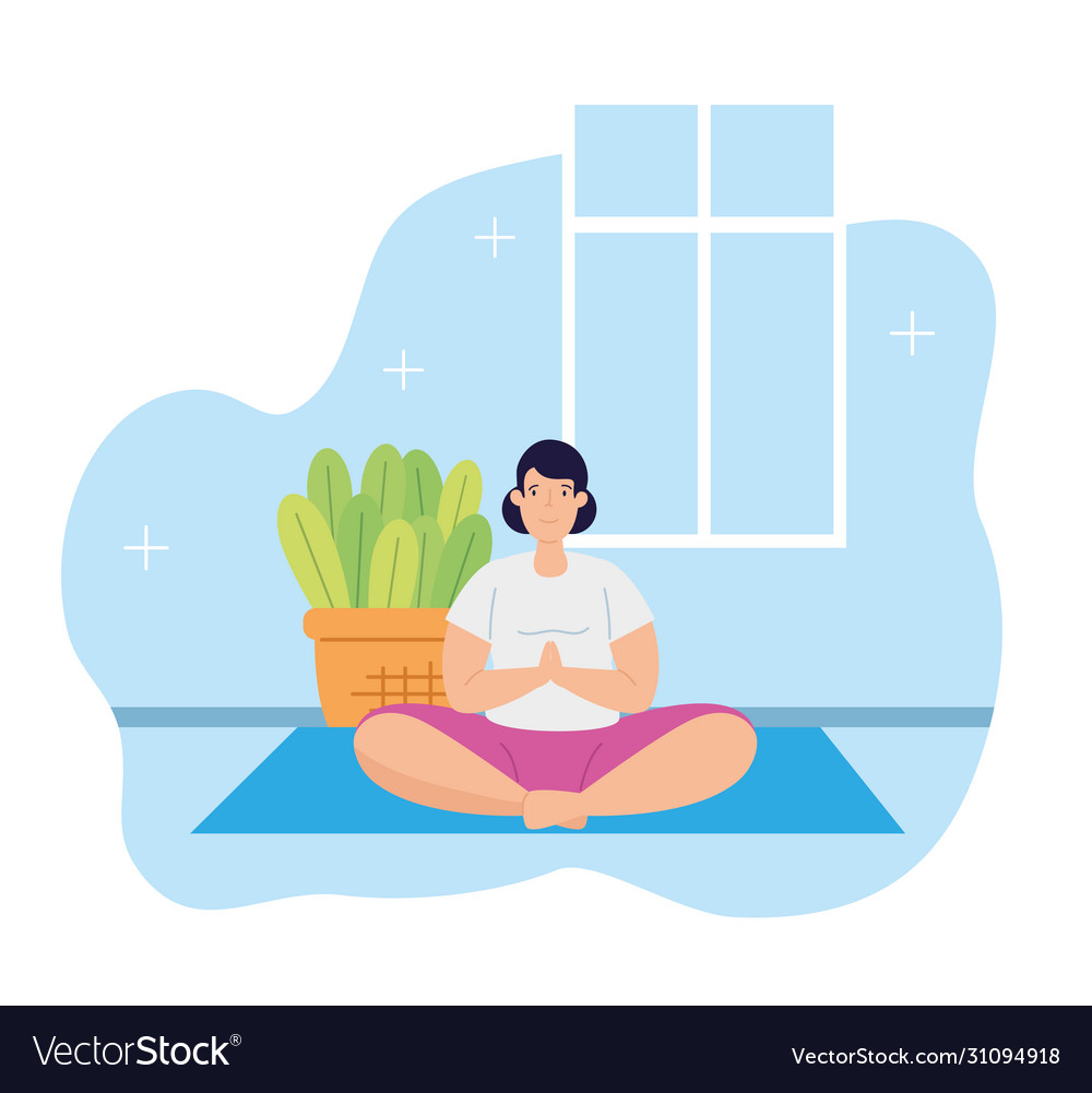 Young woman practicing in house scene Royalty Free Vector