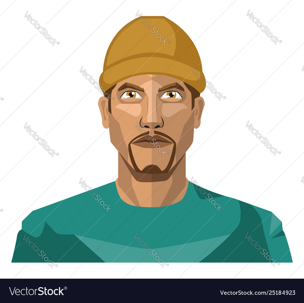 Guy With A Goatee Beard Wearing A Brown Hat On Vector Image