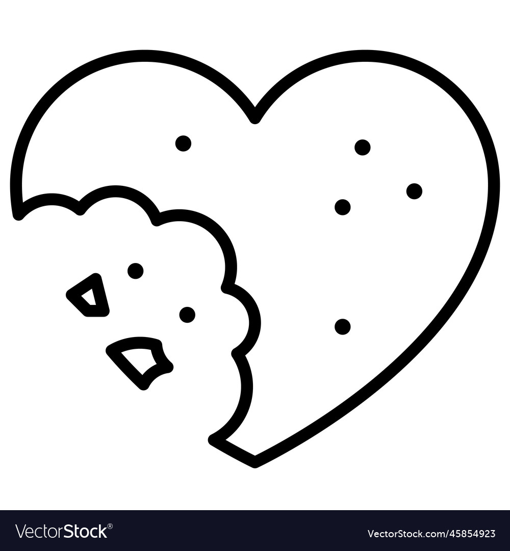 Heart shaped bitten cookie icon love and Vector Image