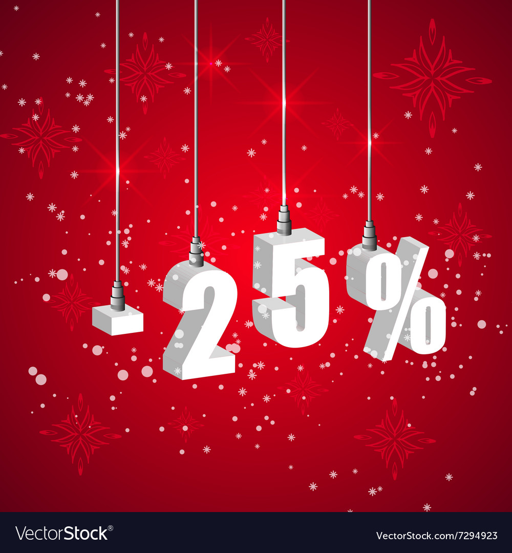 Holiday winter sale discount banner hanging 3d