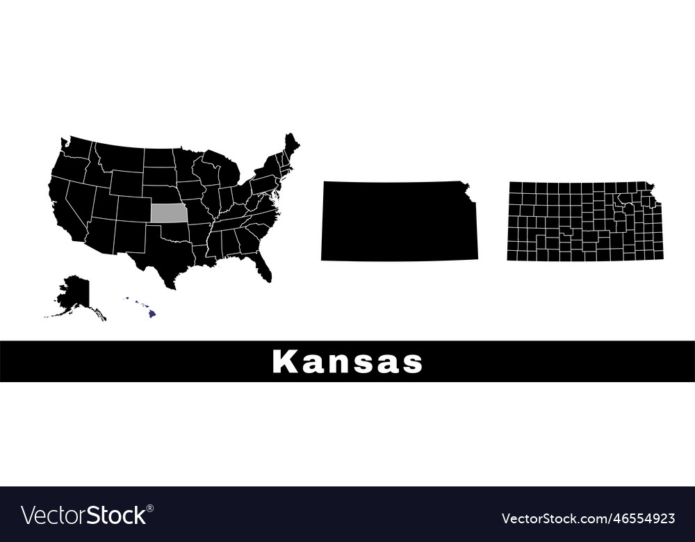 Map of kansas state usa set maps Royalty Free Vector Image